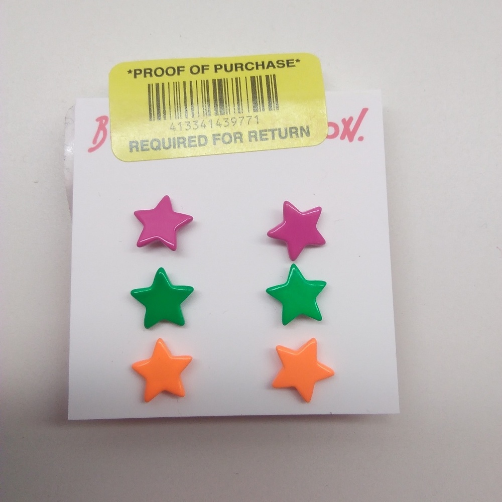 Betsey Johnson New Neon Stars 3 Sets Earrings